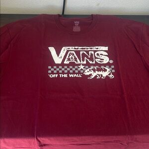 Vans Red Short Sleeve Tee with Checkerboard Logo